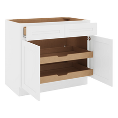 CNC Luxor 5-Piece White 39" W 2 Drawer Double Door Base Cabinet W/ 2 Pullout Shelf