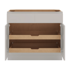 CNC Luxor Misty Grey 39" W 2 Drawer Double Door Base Cabinet W/ 2 Pullout Shelf