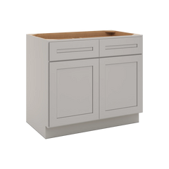 CNC Luxor 5-Piece Misty Grey 39" W 2 Drawer Double Door Base Cabinet