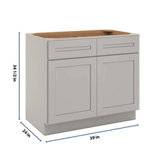 CNC Luxor 5-Piece Misty Grey 39" W 2 Drawer Double Door Base Cabinet