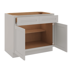 CNC Luxor 5-Piece Misty Grey 39" W 2 Drawer Double Door Base Cabinet