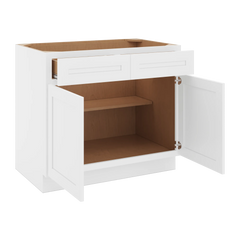 CNC Luxor 5-Piece White 39" W 2 Drawer Double Door Base Cabinet
