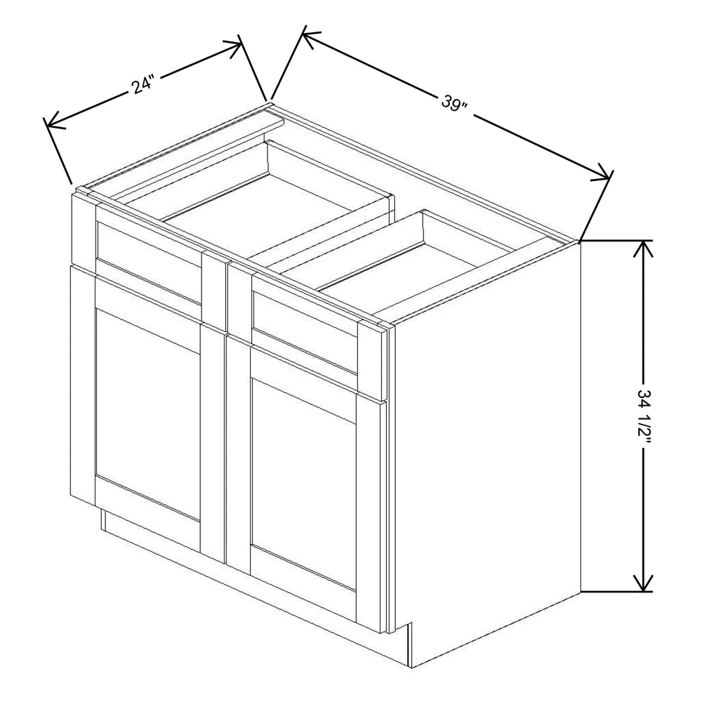 Fabuwood Quest Metro Frost 39"W X 34 1/2"H Base Double Doors/Double Drawers 