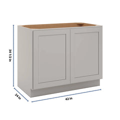 CNC Luxor Misty Grey 42" W Full Height Double Door Base Cabinet W/ 1 Pullout Shelf