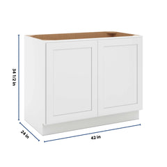 CNC Luxor White 42" W Full Height Double Door Base Cabinet W/ 1 Pullout Shelf