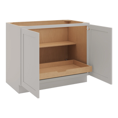 CNC Luxor Misty Grey 42" W Full Height Double Door Base Cabinet W/ 1 Pullout Shelf