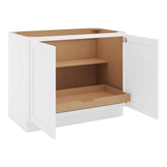 CNC Luxor White 42" W Full Height Double Door Base Cabinet W/ 1 Pullout Shelf