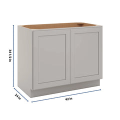 CNC Luxor 5-Piece Misty Grey 42" W Full Height Double Door Base Cabinet W/ 2 Pullout Shelf
