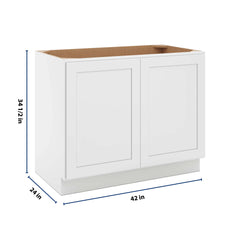 CNC Luxor 5-Piece White 42" W Full Height Double Door Base Cabinet W/ 2 Pullout Shelf