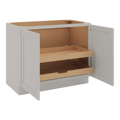 CNC Luxor Misty Grey 42" W Full Height Double Door Base Cabinet W/ 2 Pullout Shelf
