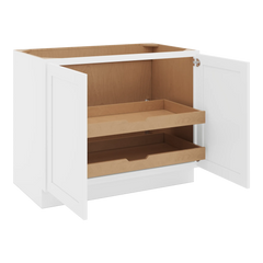 CNC Luxor 5-Piece White 42" W Full Height Double Door Base Cabinet W/ 2 Pullout Shelf