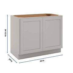 CNC Luxor 5-Piece Misty Grey 42" W Full Height Double Door Base Cabinet