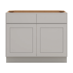 CNC Luxor Misty Grey 42" W 2 Drawer Double Door Base Cabinet W/ 1 Pullout Shelf