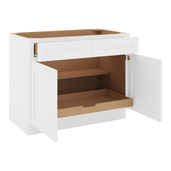 CNC Luxor 5-Piece White 42" W 2 Drawer Double Door Base Cabinet W/ 1 Pullout Shelf