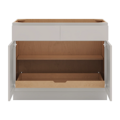 CNC Luxor Misty Grey 42" W 2 Drawer Double Door Base Cabinet W/ 1 Pullout Shelf