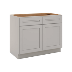 CNC Luxor 5-Piece Misty Grey 42" W 2 Drawer Double Door Base Cabinet W/ 2 Pullout Shelf