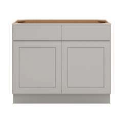 CNC Luxor Misty Grey 42" W 2 Drawer Double Door Base Cabinet W/ 2 Pullout Shelf