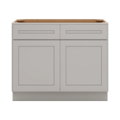 CNC Luxor 5-Piece Misty Grey 42" W 2 Drawer Double Door Base Cabinet W/ 2 Pullout Shelf