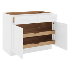 CNC Luxor 5-Piece White 42" W 2 Drawer Double Door Base Cabinet W/ 2 Pullout Shelf