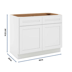 CNC Luxor 5-Piece White 42" W 2 Drawer Double Door Base Cabinet