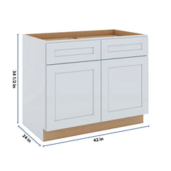 J&K White Shaker S8 Double Door Standard Base Cab - 42" W