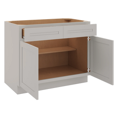 CNC Luxor 5-Piece Misty Grey 42" W 2 Drawer Double Door Base Cabinet