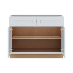 J&K White Shaker S8 Double Door Standard Base Cab - 42" W