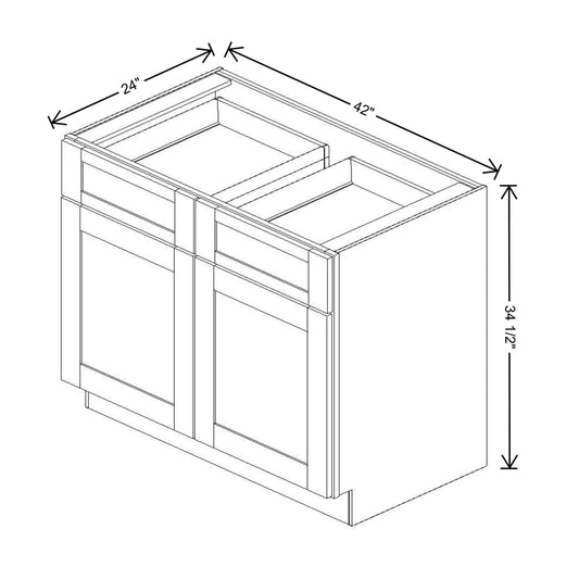 Fabuwood Quest Metro Java 42" W X 34 1/2" H X 24" D Double Doors/Double Drawers Base Cabinet