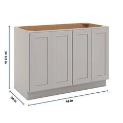 CNC Luxor 5-Piece Misty Grey 48" W Full Height Four Door Base Cabinet W/ 2 Pullout Shelf