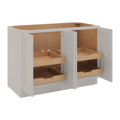 CNC Luxor 5-Piece Misty Grey 48" W Full Height Four Door Base Cabinet W/ 2 Pullout Shelf