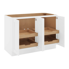 CNC Luxor 5-Piece White 48" W Full Height Four Door Base Cabinet W/ 2 Pullout Shelf