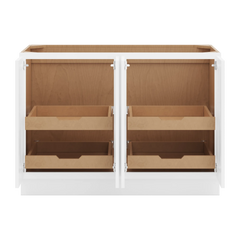 CNC Luxor White 48" W Full Height Four Door Base Cabinet W/ 2 Pullout Shelf