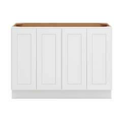 CNC Luxor White 48" W Full Height Four Door Base Cabinet W/ 4 Pullout Shelf