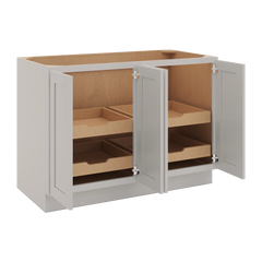 CNC Luxor Misty Grey 48" W Full Height Four Door Base Cabinet W/ 4 Pullout Shelf