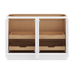 CNC Luxor White 48" W Full Height Four Door Base Cabinet W/ 4 Pullout Shelf