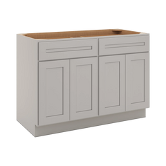 CNC Luxor 5-Piece Misty Grey 48" W 2 Drawer Four Door Base Cabinet W/ 2 Pullout Shelf