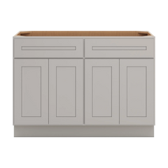CNC Luxor 5-Piece Misty Grey 48" W 2 Drawer Four Door Base Cabinet W/ 2 Pullout Shelf