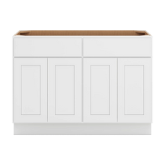 CNC Luxor White 48" W 2 Drawer Four Door Base Cabinet W/ 2 Pullout Shelf