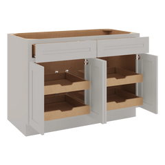 CNC Luxor 5-Piece Misty Grey 48" W 2 Drawer Four Door Base Cabinet W/ 2 Pullout Shelf