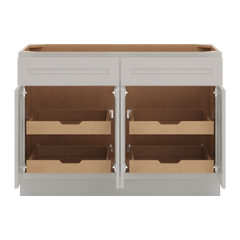 CNC Luxor 5-Piece Misty Grey 48" W 2 Drawer Four Door Base Cabinet W/ 2 Pullout Shelf