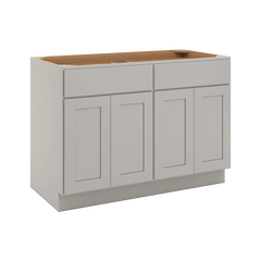 CNC Luxor Misty Grey 48" W 2 Drawer Four Door Base Cabinet W/ 4 Pullout Shelf