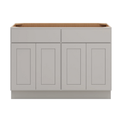CNC Luxor Misty Grey 48" W 2 Drawer Four Door Base Cabinet W/ 4 Pullout Shelf