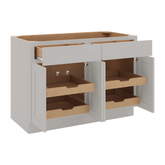 CNC Luxor Misty Grey 48" W 2 Drawer Four Door Base Cabinet W/ 4 Pullout Shelf