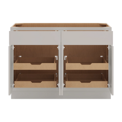 CNC Luxor Misty Grey 48" W 2 Drawer Four Door Base Cabinet W/ 4 Pullout Shelf