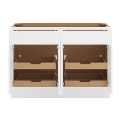 CNC Luxor White 48" W 2 Drawer Four Door Base Cabinet W/ 4 Pullout Shelf