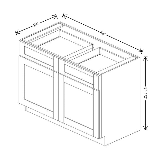 Fabuwood Allure Onyx Horizon 48" W X 34 1/2" H X 24" D Double Doors/Double Drawers Base Cabinet