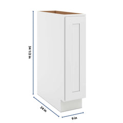CNC Luxor 5-Piece White 09" W Full Height Single Door Base Cabinet