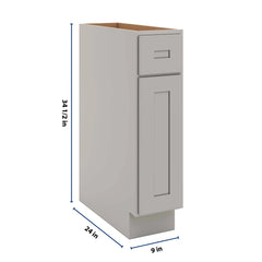 CNC Luxor 5-Piece Misty Grey 09" W Single Door Base Cabinet
