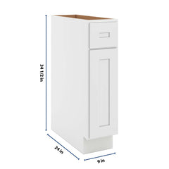 CNC Luxor 5-Piece White 09" W Single Door Base Cabinet
