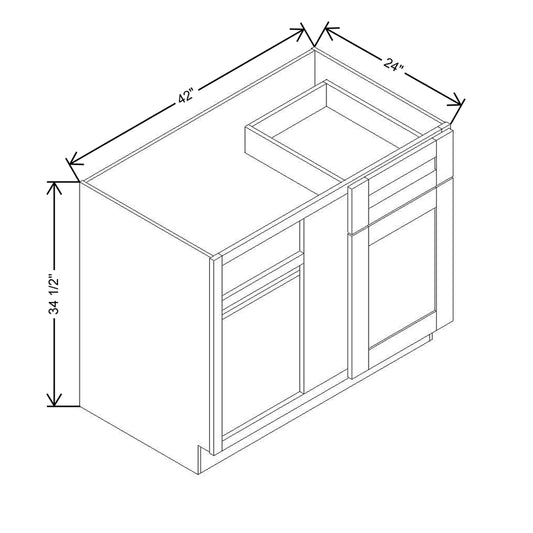 Modernform Cabinet White Shaker 42" W X 34 1/2" H X 24" D Blind Base Cabinet